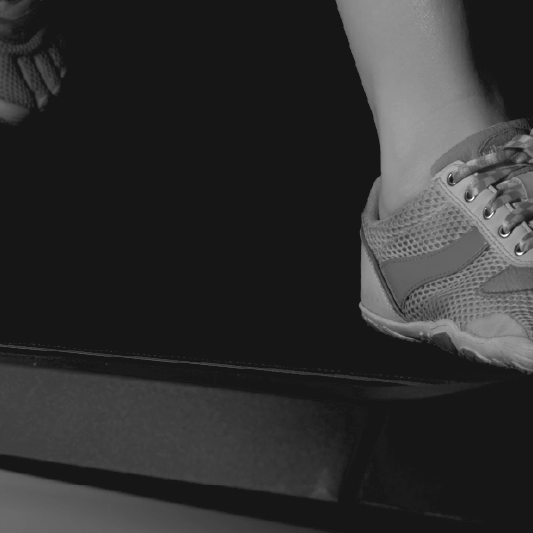 Feet on a treadmill
